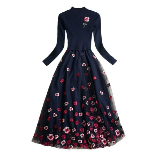 Vestido De Novia Vintage De Encaje Azul Marino
