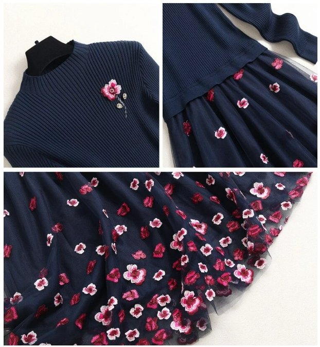 Vestido De Novia Vintage De Encaje Azul Marino