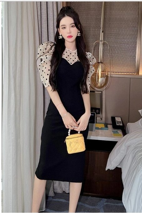 Vestido Midi Vintage De Lunares