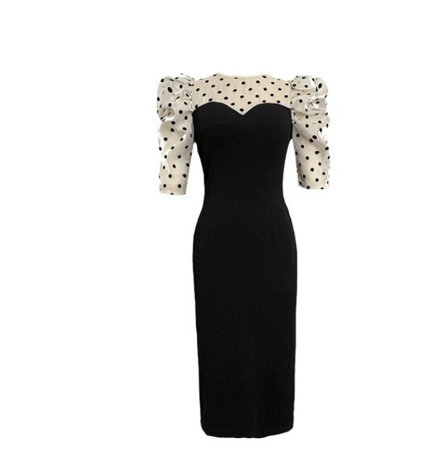 Vestido Midi Vintage De Lunares