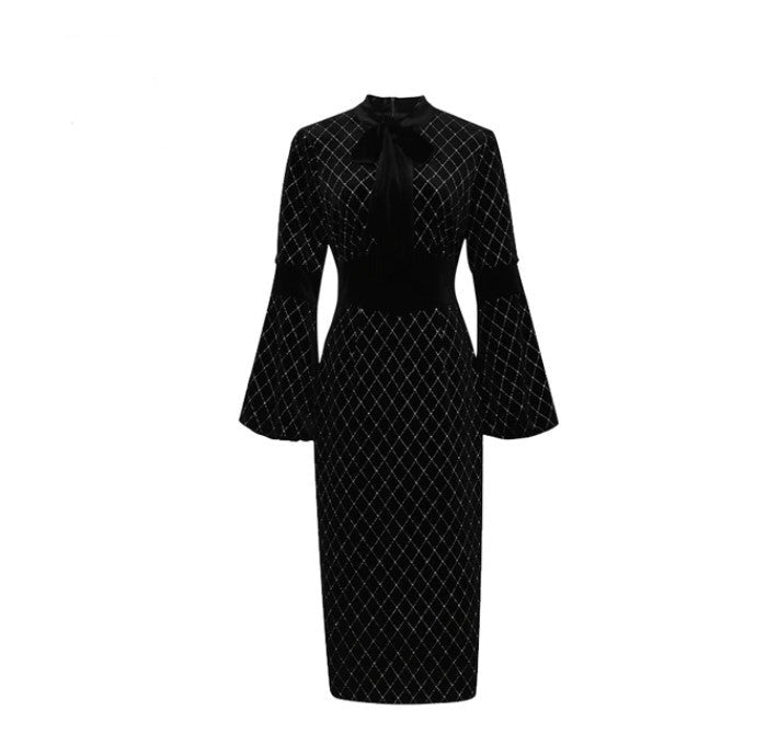 Vestido Vintage Negro Dorado