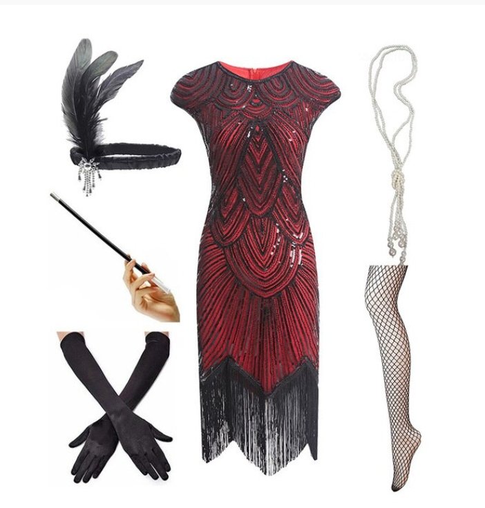 Vestido Lentejuelas 20s Rojo