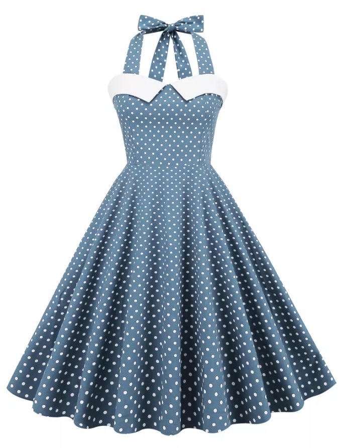 Vestido Skater 50s Azul