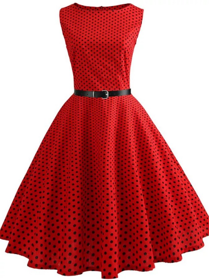 Vestido Pin Up Años 50 Rojo