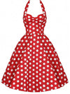 Vestido Pin Up Rojo Lunares Años 50