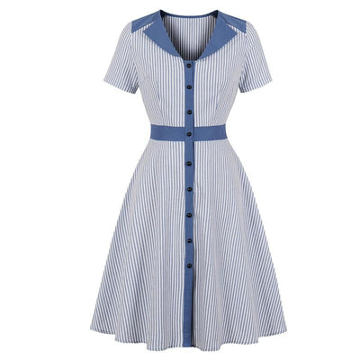 Vestido Rayas 50s Azul