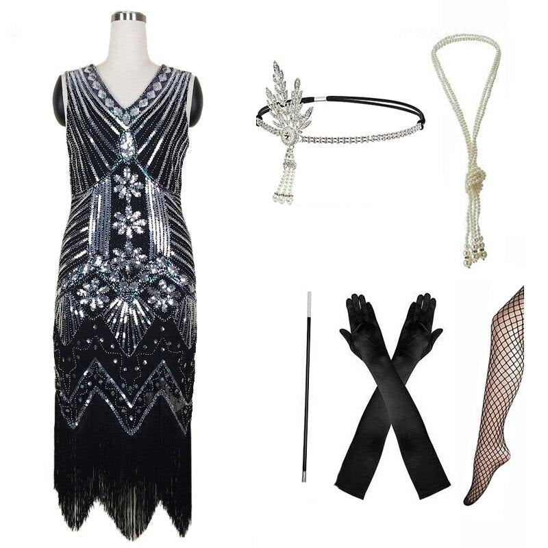 Vestido Retro 20s Plata