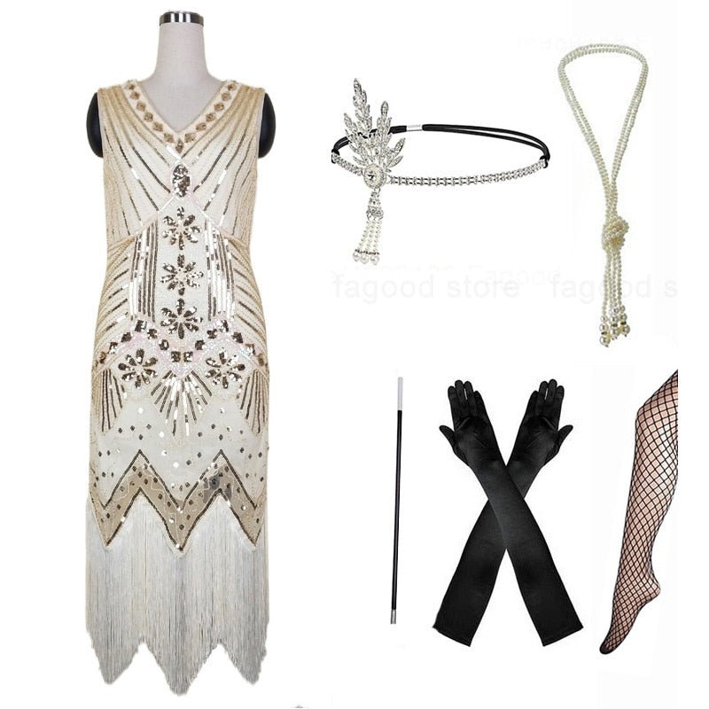 Vestido Retro 20s Beige