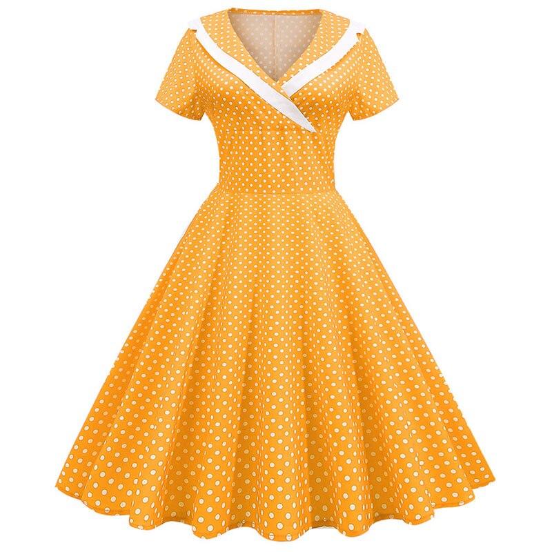 Vestido De Dama De Honor Retro Amarillo