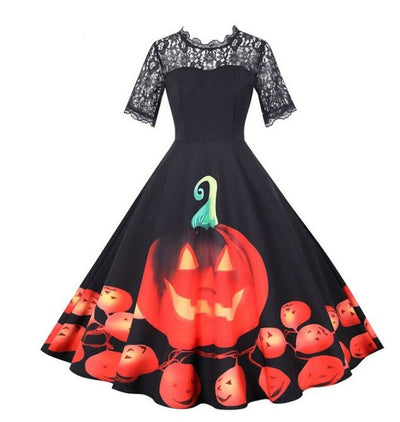 Vestido Retro Negro De Halloween