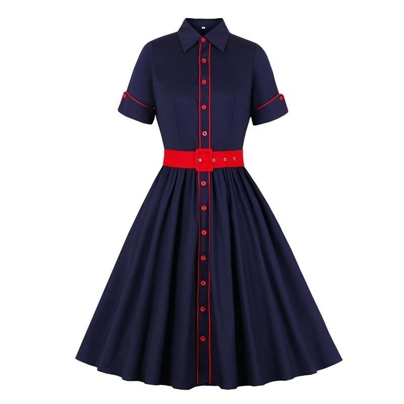 Vestido Rockabilly Azul Marino