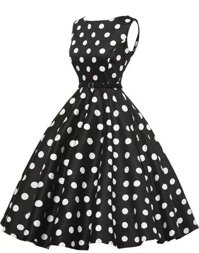 Vestido Estilo Rockabilly Retro Pin-Up De Lunares De Los Años 50