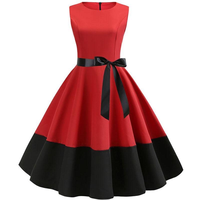 Vestido Rockabilly Rojo Y Negro