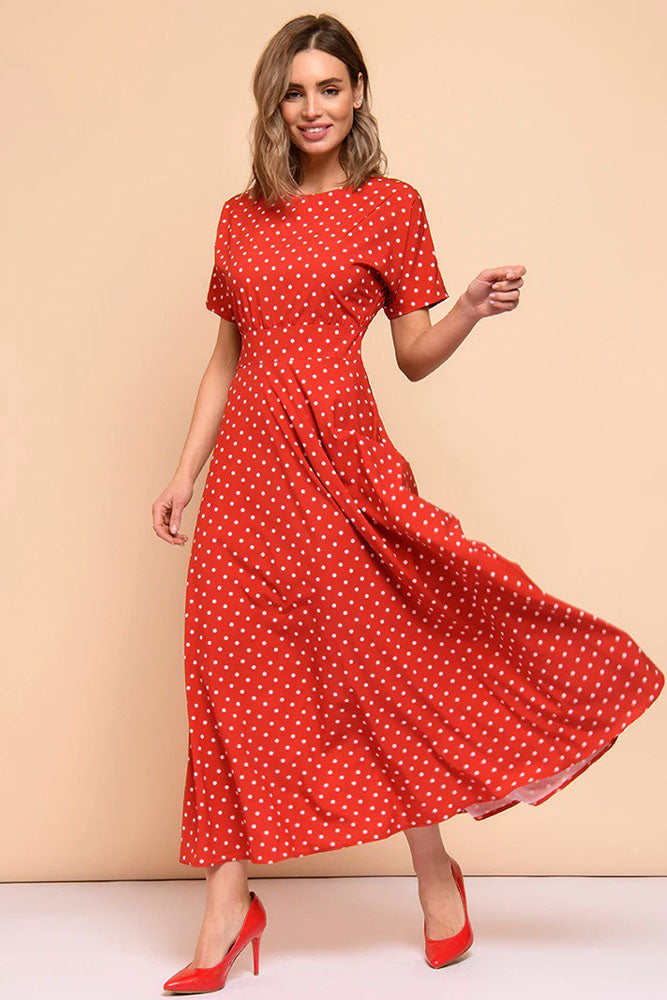 Vestido Vintage A Lunares Rojo