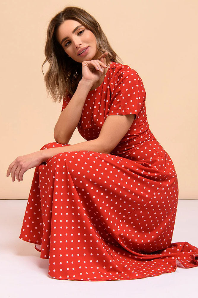 Vestido Vintage A Lunares Rojo