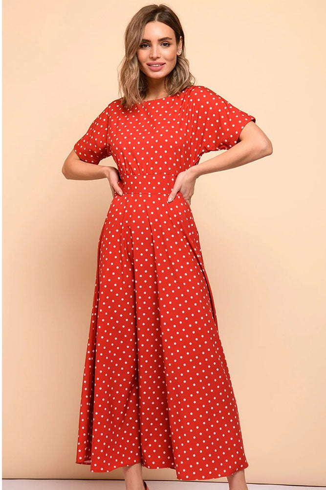 Vestido Vintage A Lunares Rojo