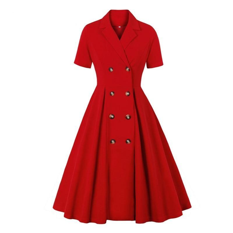 Vestido Rojo Elegante De Los Años 50