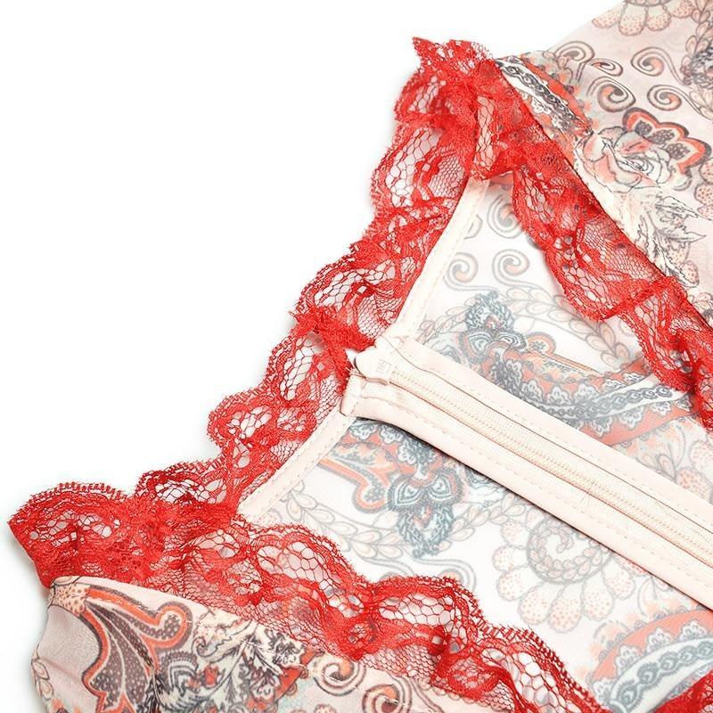 Vestido De Encaje Vintage Rojo