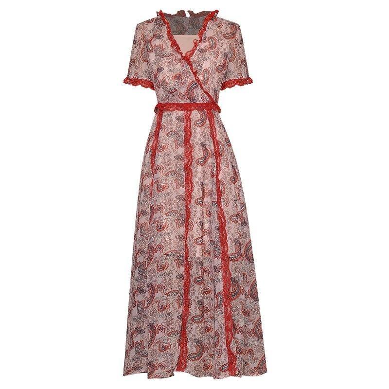 Vestido De Encaje Vintage Rojo