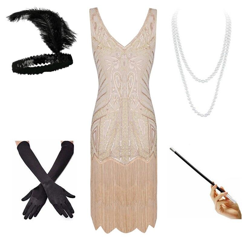 Vestido De Noche Beige Años 20