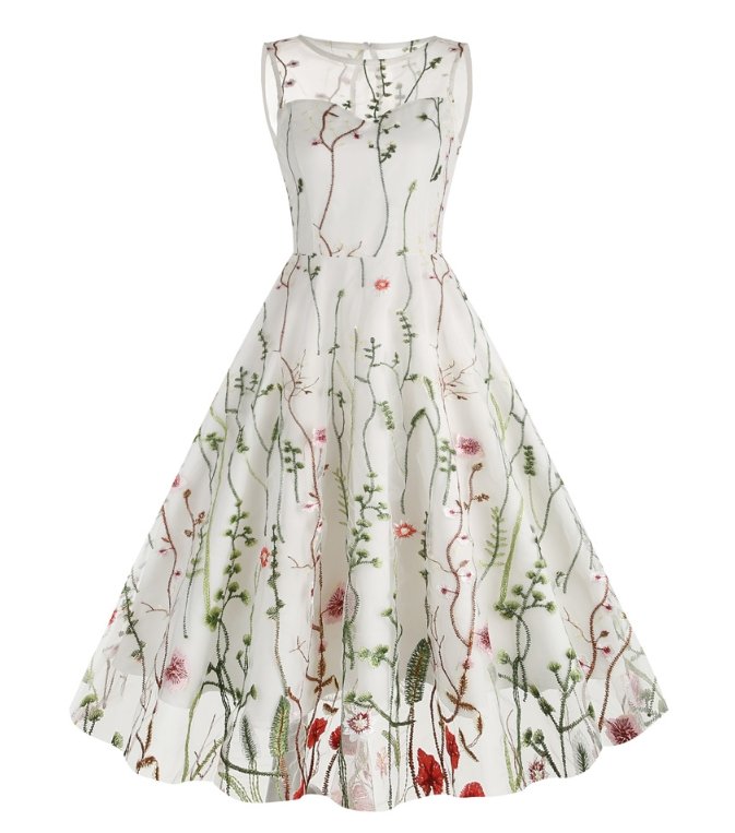 Vestido Vintage Flores Estilo Años 50