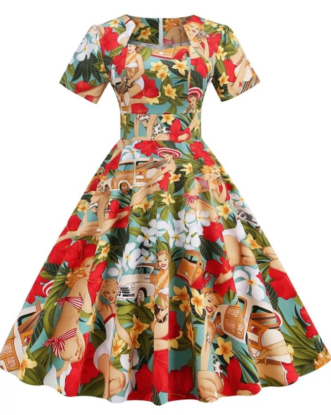 Vestido Vintage De Patchwork De Los Años 50