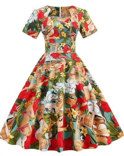 Vestido Vintage De Patchwork De Los Años 50