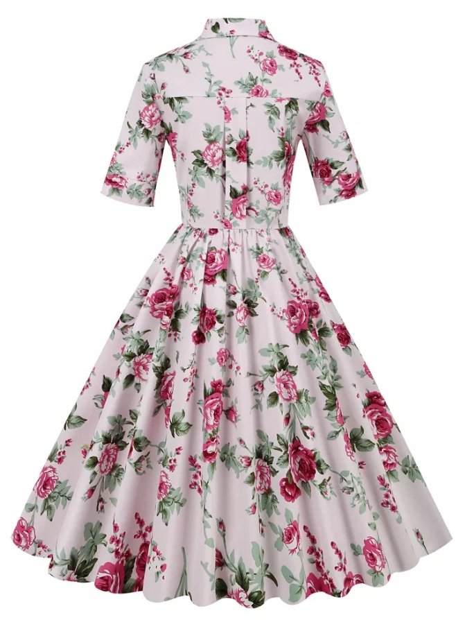 Vestido Vintage Rosas Estilo Años 50