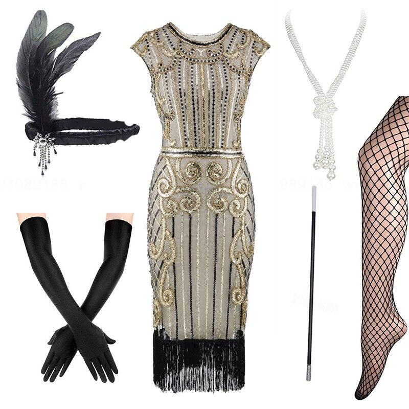 Vestido Estilo 20s 30s Beige