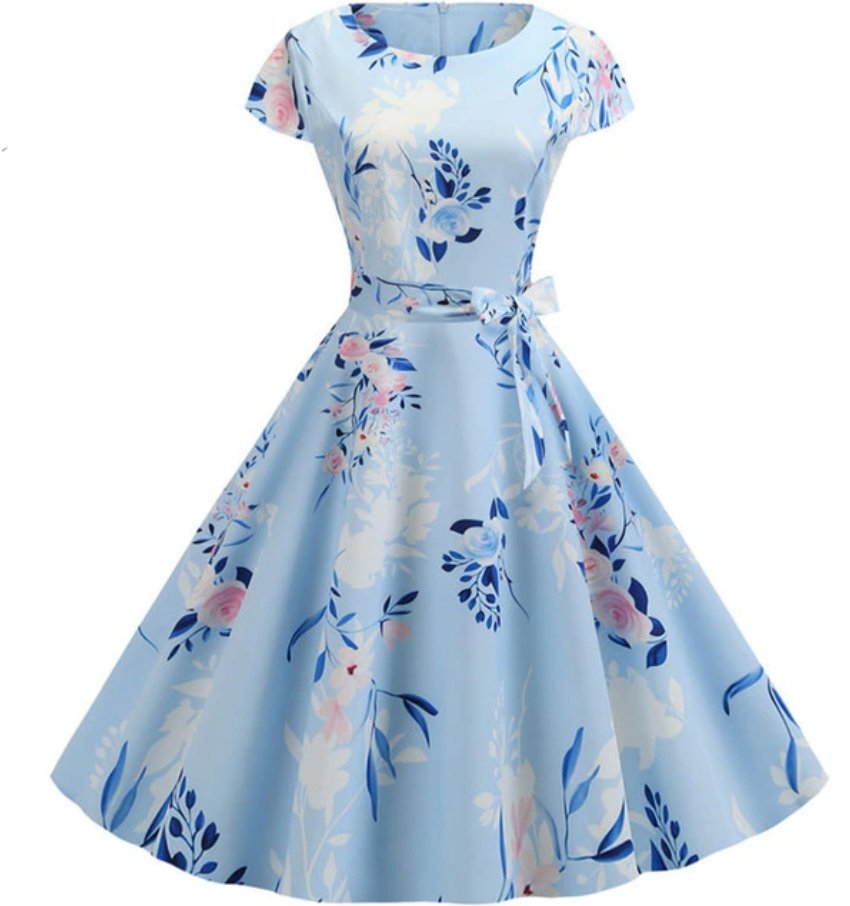 Vestido Estilo Años 50 Azul