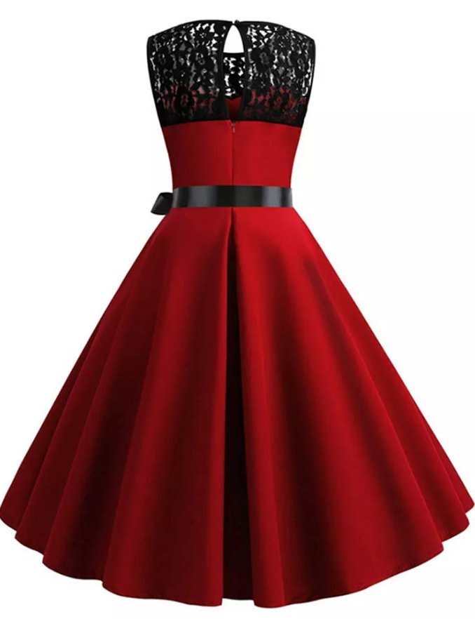 Vestido Mujer Estilo Años 60 Burdeos