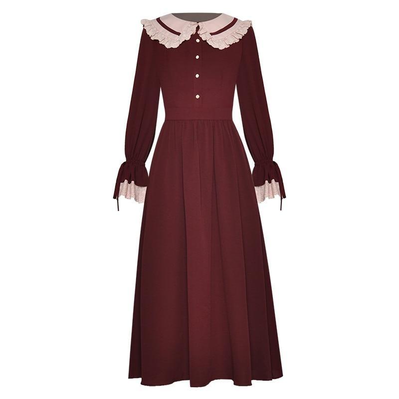 Vestido Estilo Años 40 Burdeos