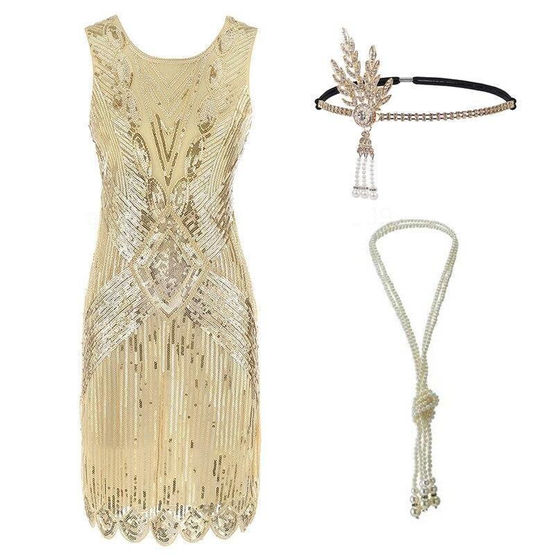 Vestido Charleston Estilo Años 20 Beige