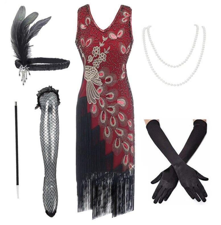 Vestido Estilo Gatsby Años 20 Rojo