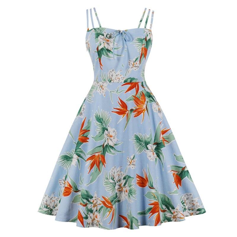 Vestido Estilo Vintage Talla Grande Azul