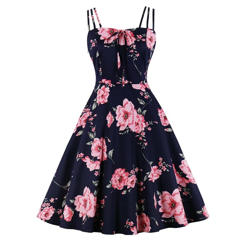Vestido Estilo Vintage De Talla Grande Con Flores Abiertas