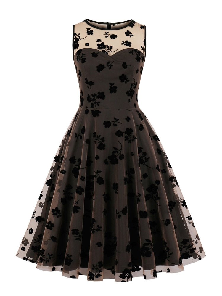 Vestido Estilo Vintage Marrón Talla Grande