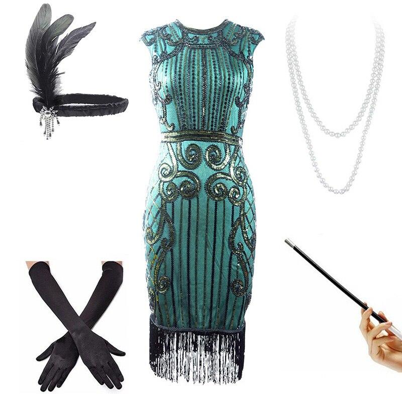 Vestido 20s Talle Caído Verde