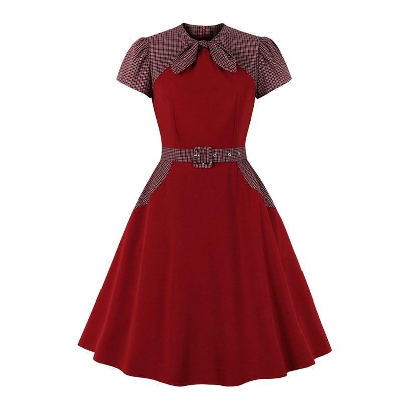 Vestido Trapecio 50s Burdeos