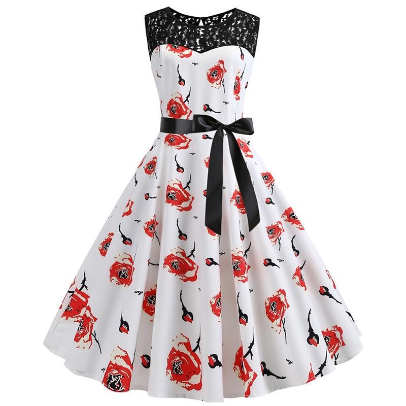 Vestido De Trapecio De Encaje De Flores Vintage