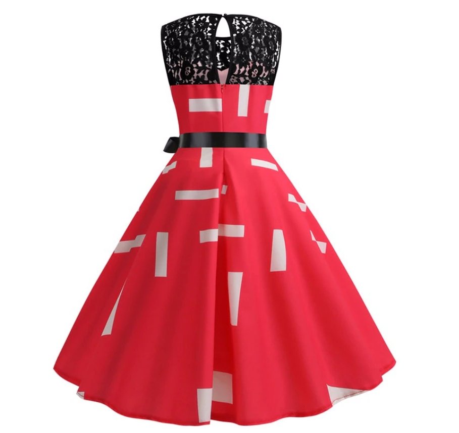 Vestido Trapecio Vintage Rojo