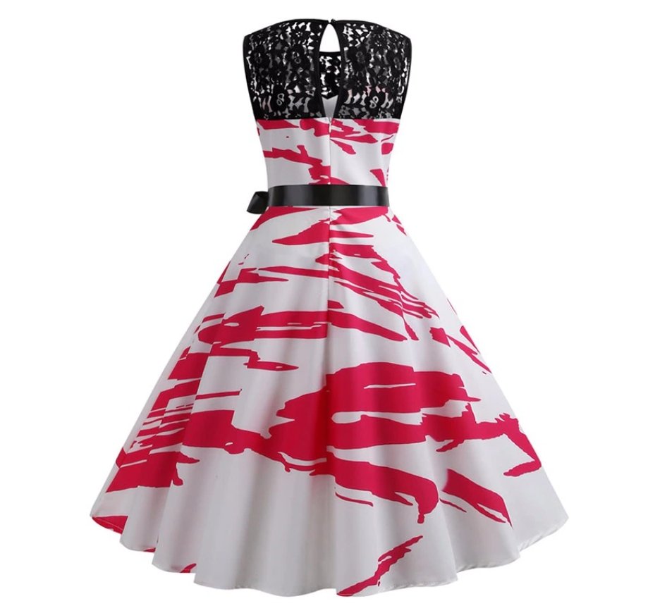 Vestido Trapecio Vintage Rojo Y Blanco