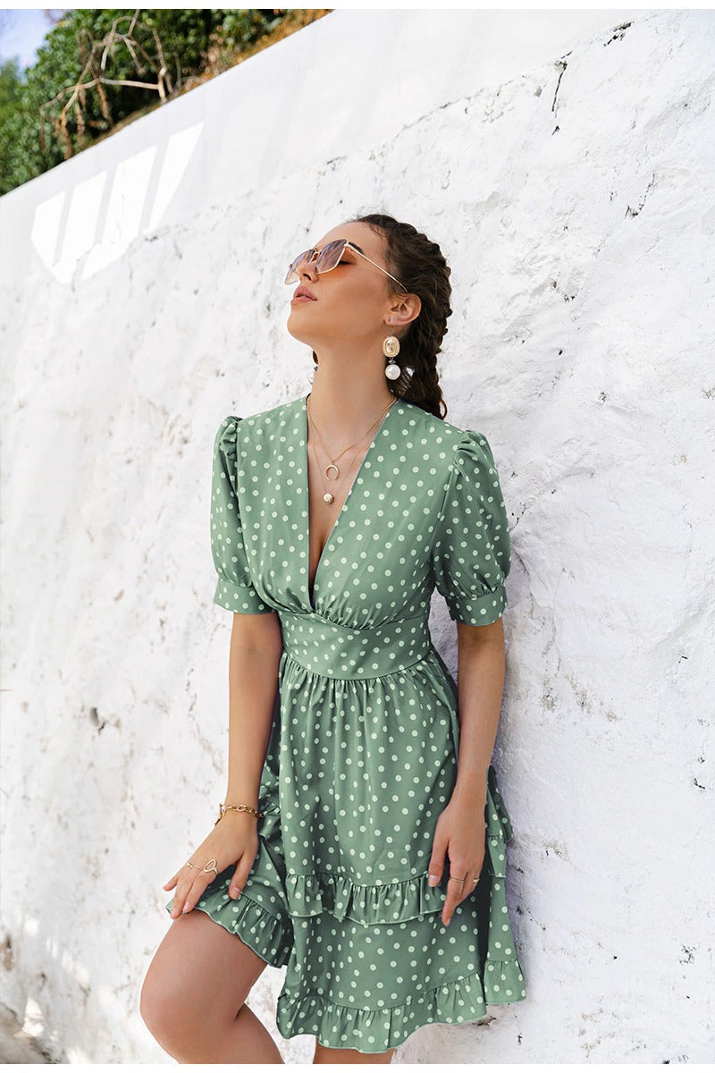 Vestido Vintage Lunares Verde