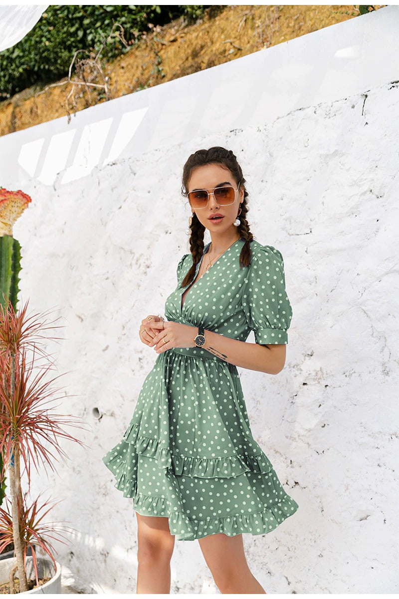 Vestido Vintage Lunares Verde