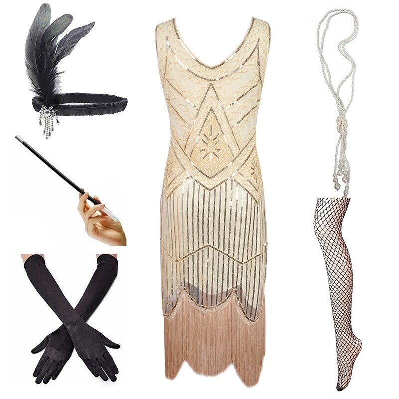 Vestido Vintage 1920 Beige