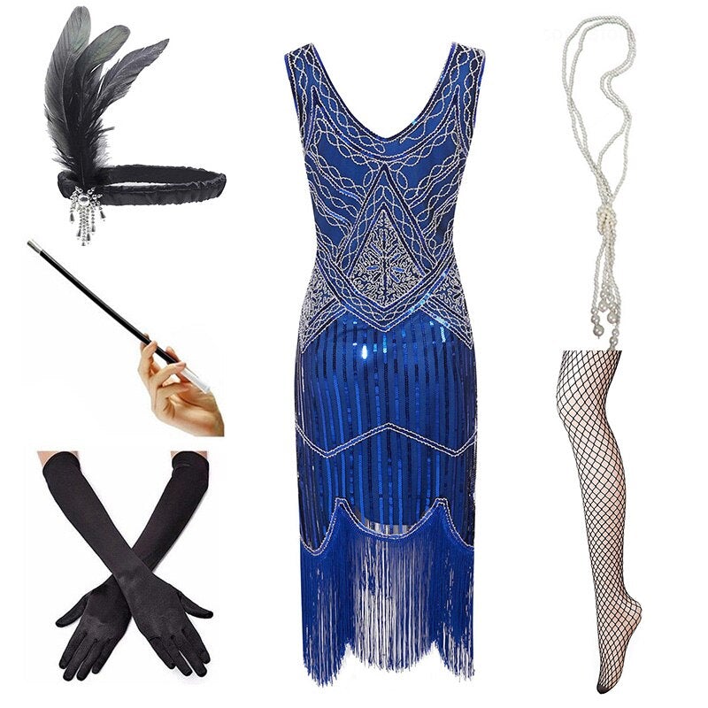 Vestido Vintage 1920 Azul