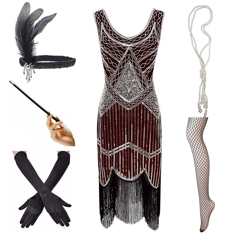 Vestido Vintage 1920 Burdeos