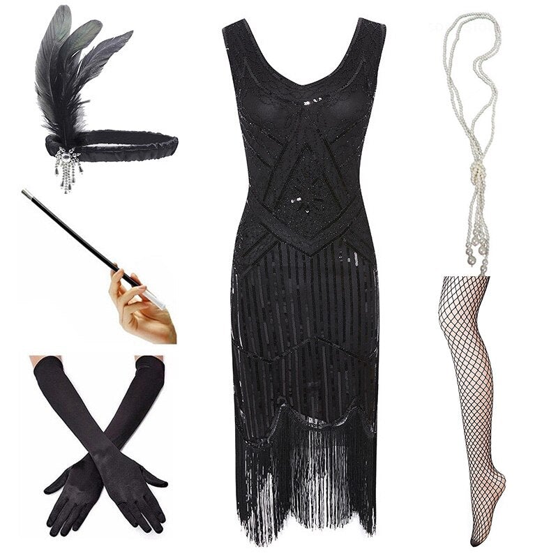 Vestido Negro De La Década De 1920