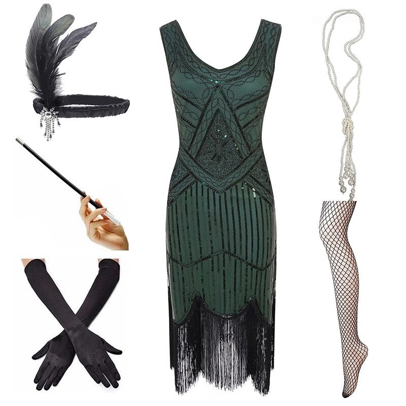 Vestido Vintage 1920 Verde