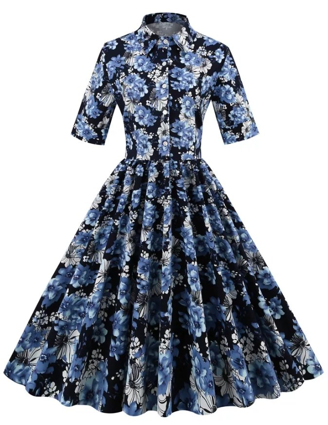 Vestido Vintage 1950 Azul
